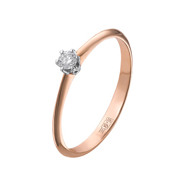Помолвочное кольцо из красного золота с бриллиантом 911065Б