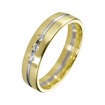 Обручальное кольцо двухсплавное с бриллиантами 462-030-879