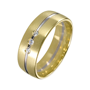 Обручальное кольцо двухсплавное с бриллиантами 462-030-875