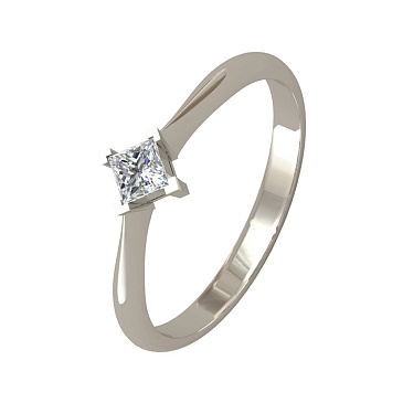 Помолвочное кольцо из белого золота с квадратным бриллиантом 921186Б