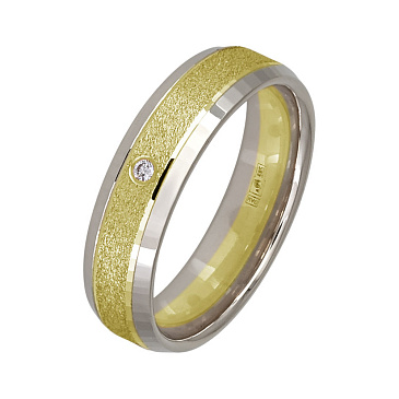 Обручальное кольцо двухсплавное с бриллиантом 472-010-883