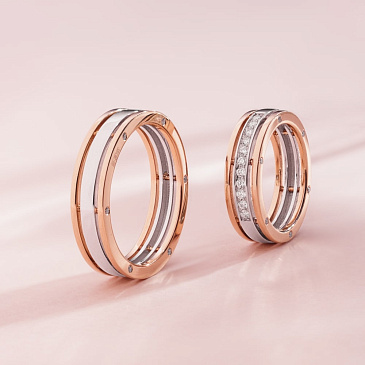 Парные двойные комбинированные обручальные кольца