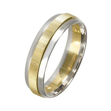 Обручальное кольцо из белого и желтого золота 6 мм 470-000-975