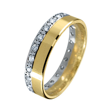 Обручальное кольцо двухсплавное с бриллиантами 442-240-860