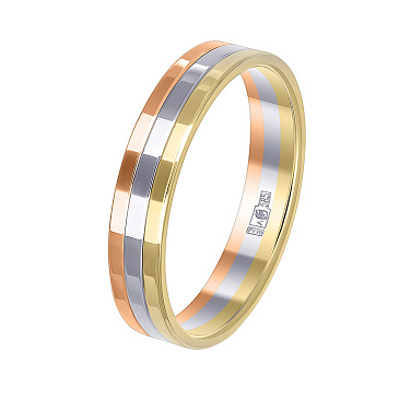 Обручальное кольцо из желтого, белого и красного золота 490-000-903