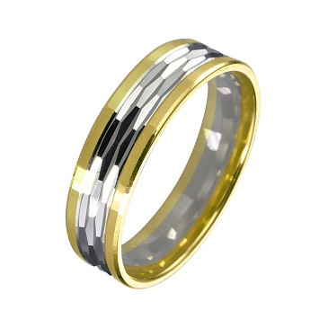 Обручальное кольцо из белого и желтого золота широкое 460-000-905