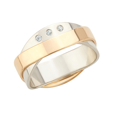Обручальное кольцо двухсплавное с бриллиантами 732-030-219