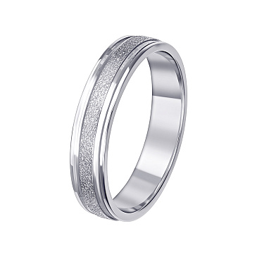 Обручальное кольцо из белого золота с матовой серединой 210-000-718