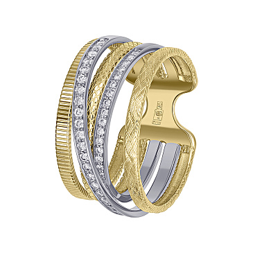 Эксклюзивное кольцо из желтого и белого золота с бриллиантами 931935Б