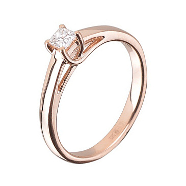 Помолвочное кольцо из красного золота с бриллиантом 911205Б