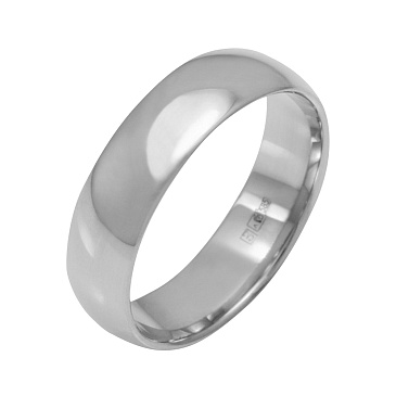 Классическое гладкое обручальное кольцо из белого золота 110-000-560