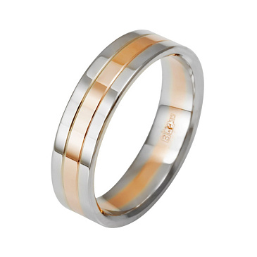 Обручальное кольцо из белого и красного золота 5.5 мм 480-000-993