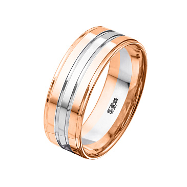 Обручальное кольцо из красного и белого золота шириной 8 мм 450-000-923