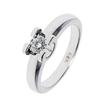 Помолвочное кольцо из белого золота с крупным бриллиантом 921385Б