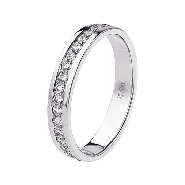 Обручальное кольцо из белого золота с дорожкой бриллиантов  212-350-311