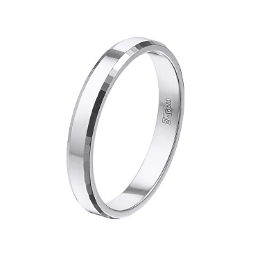 Обручальное кольцо из белого золота с алмазной гранью шириной 3 мм 210-000-354