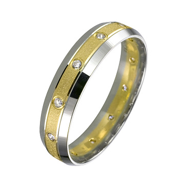 Обручальное кольцо двухсплавное с бриллиантами 472-120-883