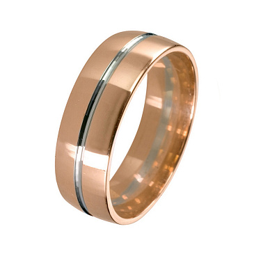 Обручальное кольцо широкое из красного и белого золота 450-000-978