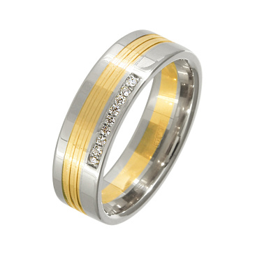 Обручальное кольцо двухсплавное с бриллиантом 472-090-330