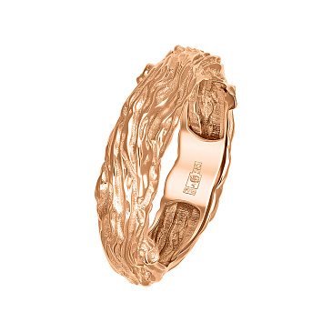 Рельефное обручальное кольцо из красного золота 911943