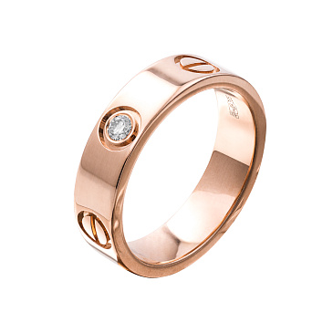 Эксклюзивное кольцо из красного золота с бриллиантом 911553Б