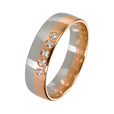 Обручальное кольцо двухсплавное с бриллиантами 432-050-885