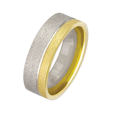 Обручальное кольцо из белого и желтого золота широкое 440-000-341