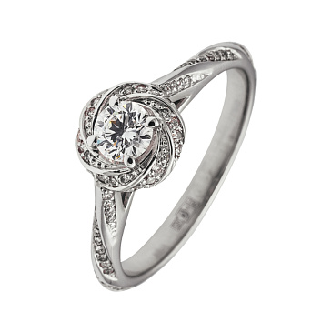 Дизайнерское помолвочное кольцо из белого золота с бриллиантами 921422Б