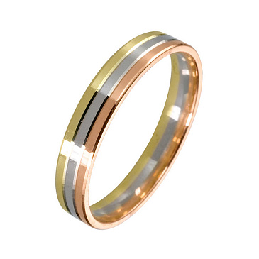 Обручальное кольцо из трех видов золота шириной 4 мм 490-000-903