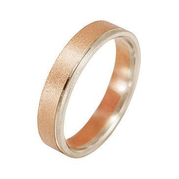 Обручальное кольцо из красного и белого золота матовое 430-000-407