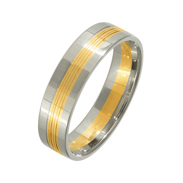 Обручальное кольцо двухсплавное из белого и желтого золота 470-000-330