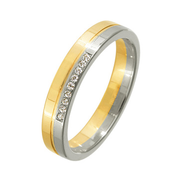 Обручальное кольцо двухспланое с бриллиантом 442-090-332