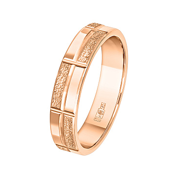 Обручальное кольцо из красного золота с гранями и матированием 200-000-732