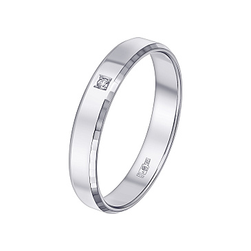 Обручальное кольцо из белого золота с бриллиантом 212-010-444