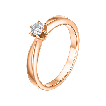 Кольцо помолвчоное из красного золота с бриллиантом 911533Б