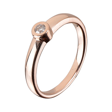Помолвочное кольцо из красного золота с бриллиантом 911212Б