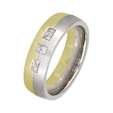 Обручальное кольцо двухсплавное с бриллиантами 442-030-372