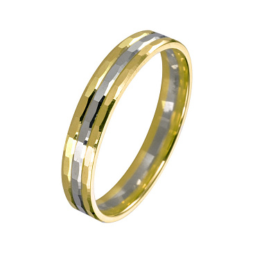 Обручальное кольцо из желтого и белого золота с гранями 460-000-912