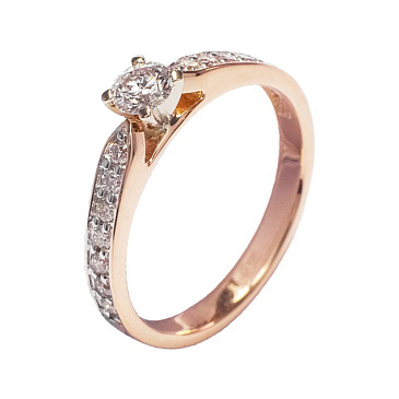 Помолвочное кольцо из красного золота с 15 бриллиантами 911265Б