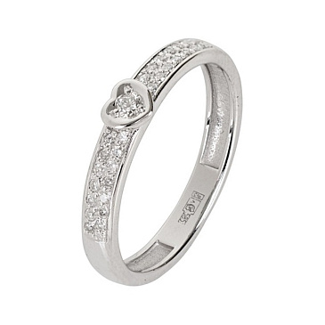 Помолвочное кольцо из белого золота с сердечком и бриллиантами 921350Б