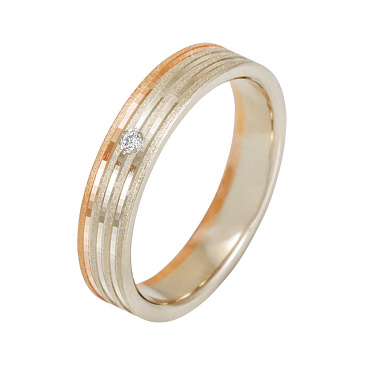 Обручальное кольцо двухсплавное с бриллиантом 432-010-652