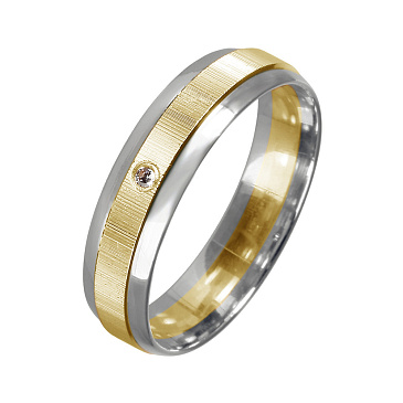 Обручальное кольцо двухсплавное с бриллиантом 472-010-975