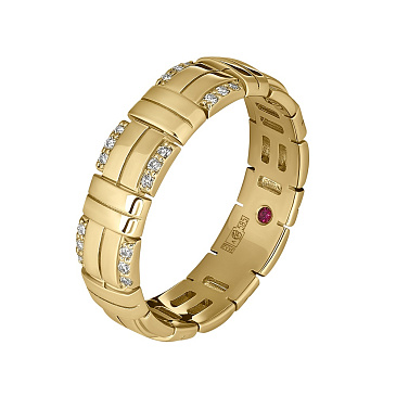 Кольцо из желтого золота с бриллиантами и рубином 931824Б