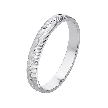 Обручальное кольцо из белого золота с кардиограммой узкое 510-000-181