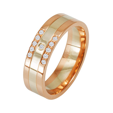 Обручальное кольцо двухсплавное с бриллиантами 452-110-993