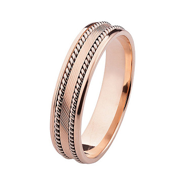 Обручальное кольцо из красного золота с алмазной гранью 430-000-404