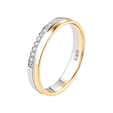 Обручальное кольцо из желтого и белого золота с бриллиантами 442-090-318