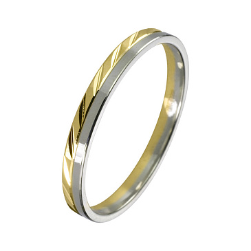 Обручальное кольцо из желтого и белого золота узкое 440-000-917