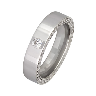 Обручальное прямое кольцо с бриллиантами 212-910-350