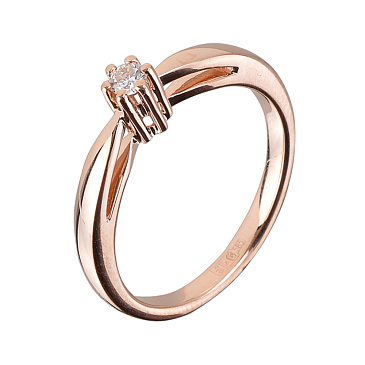 Помолвочное кольцо из красного золота с бриллиантом 911213Б